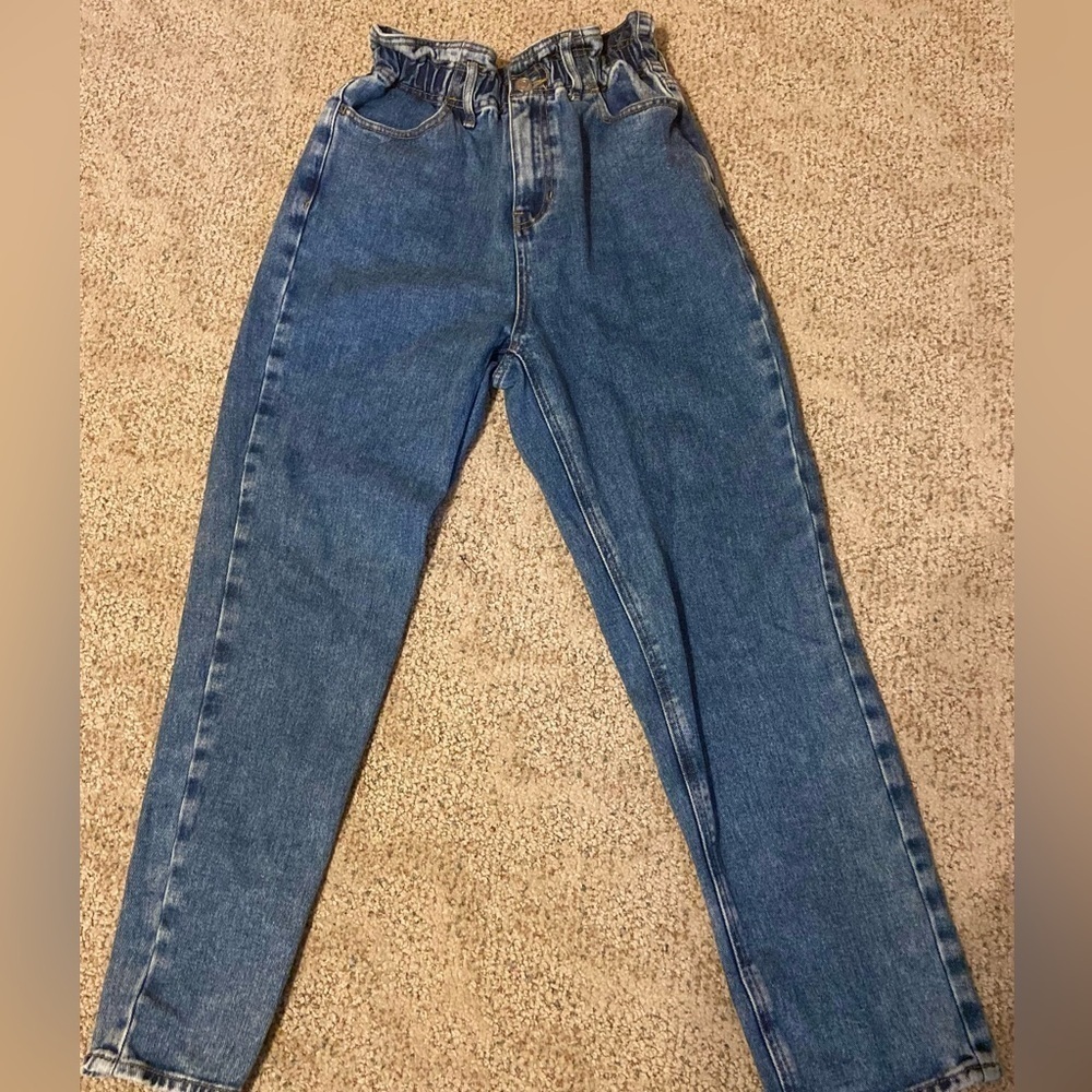 PacSun Womens High Waisted Paper bag Elastic Waist Mom Jeans Size Small